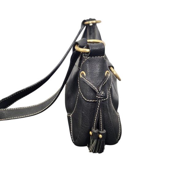 THE SAK BROWN LEATHER PURSE TASSELS SMALL SHOULDER BAG GOLD Y2k 90s 2000s HOBO - Picture 2 of 11